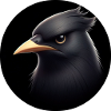 Black raven in animation style