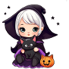 Cute witch with black cat