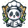 Chef panda kawaii bambou