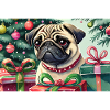 Cute Christmas Pug with Gifts