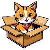 Cute cat in cardboard box