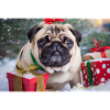 Cute Christmas Pug with Gifts