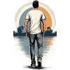 Lonely man at sunset