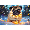 Cute Pug with Christmas Lights
