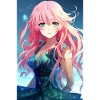 Anime manga girl with pink hair