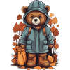 Cute bear with raincoat