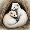 Couple d’hermine câlins