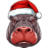 Hippopotamus Christmas Animal Head