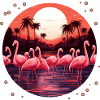 Flamingo Flock Sunset, Love Flamingos
