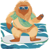Bigfoot on surfboard