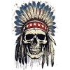 Skull Indian Chief Feather Headdress USA