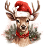 Christmas deer with santa hat