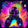 Neon-Astronaut im farbenfrohen Universum