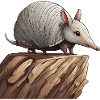 Armadillo on tree trunk