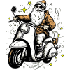 Santa Claus on his scooter