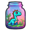 Dinosaur in a Cartoon Jar