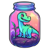 Dinosaur in a Cartoon Jar