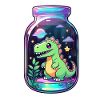 Dinosaur in a Cartoon Jar