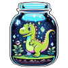 Dinosaur in a Cartoon Jar
