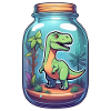 Dinosaur in a Cartoon Jar