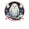 Schneeeule mit Weihnachtsornament