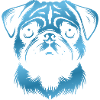 Pug, Dog Head, Drawing Blue