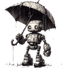 robot in rain