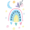 Pastellfarbener Regenbogen-Doodle-Bogen