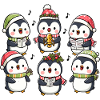 Juhlavat pingviinilaulut laulavat joululauluja