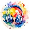 Bunte Kopfhörer Musik