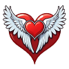 coeur rouge avec des ailes