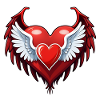 coeur rouge avec des ailes