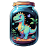 Dinosaur in a Cartoon Jar
