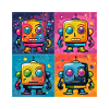 Verspielter Bot: Ein Pop-Art-Fusionsroboter.
