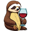 Cute sloth with wine glass