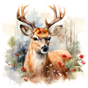 Aquarelle cerf dans la neige