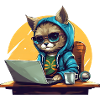 Cool Cat CEO - Start-up Mood with Laptop