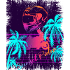 Sunset Rider Synthwave Design 80s