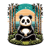 Mnich Panda Buddha modlący się w bambusowej świątyni