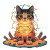 Katze mit Lichterkette