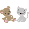 Bébé ours souriant et chaton