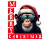Merry Christmas chimpanzee with sunglasses
