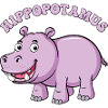 Purple Hippo Cartoon Smile
