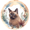 Burmese Cat Boho Elements, Cats