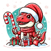 Dinosaure rouge de Noël
