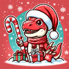 Red Christmas Dinosaur