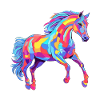 Cheval Aquarelle Colorée Dessin Animé Kawaii Animal