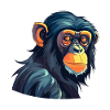 Bonobo Colorful Watercolor Cartoon Kawaii Animal