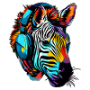 Zebra mit Kopfhörer Musik Zebrakopf