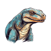 Komodo Drago colorato acquerello cartone animato Kawaii A
